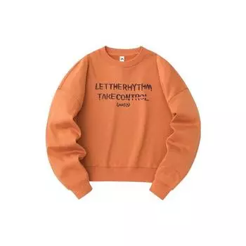 Anta Флисовый пуловер с круглым вырезом Lifestyle Series Letter, женская толстовка, красно-оранжевая 162348719-2 XL