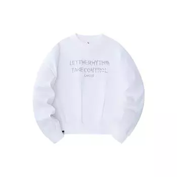 Anta Флисовый пуловер с круглым вырезом Lifestyle Series Letter, женская толстовка Snow-White 162348719-4 M