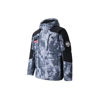 Anta Full Print Spliced Zip Hooded Thick Casual Down Jacket Men Upperwear Snow-White 152347946-4 M