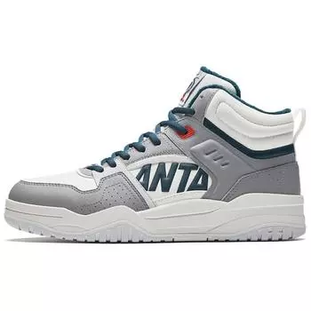 Anta Full Score Fabric Synthetic Leather Plush Comfortable Non-Slip Warm High-Top Skate Shoes Men Skate Shoes White Gray Blue 112448972-4 40