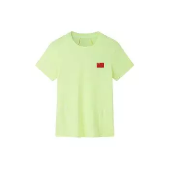 Anta Футболка Champion All-Weather Series с круглым вырезом и коротким рукавом, однотонная, с национальным флагом, женская, цвет фасоли-ростка-зеленый 162330116-6 M
