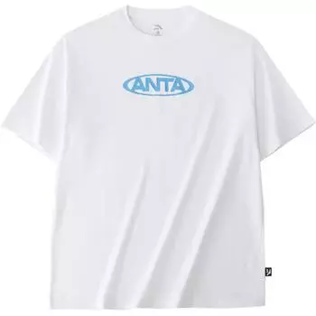 Anta Футболка Lifestyle Series Letter Print, универсальная, свободная, влагоотводящая, с круглым вырезом и коротким рукавом, мужская, цвет Magnolia-White 972428106-1 3XL