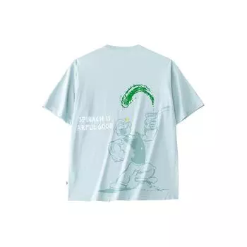 Anta Футболка мужская с коротким рукавом и круглым вырезом с рисунком из мультфильма «X Popeye», кристально-голубая 152428150-3 M