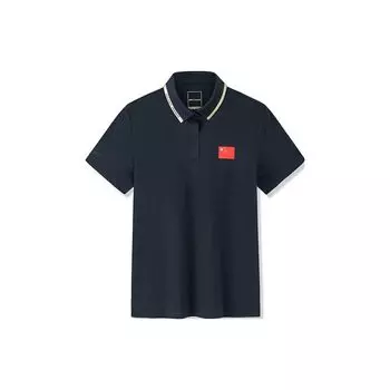 Anta Футболка-поло с коротким рукавом и надписью Champion Series Letter Flag, женские топы Night-Sea-Black 162320118-5 S