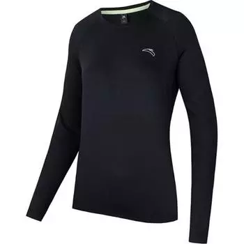 Anta Футболка Running Series Fitness с длинным рукавом и реглановым трикотажем, женская, базовая, черная 962435403-4 XS
