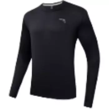 Anta Футболка Running Series однотонная с круглым вырезом и длинным рукавом, мужская, черная 952435405-4 M