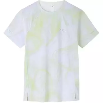 Anta Футболка Running Series с круглым вырезом и принтом по всей поверхности, дышащая, с коротким рукавом, женская футболка лимонно-зеленого цвета 162425108-2 M