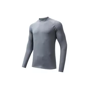 Anta Футболка Running Series с круглым вырезом и длинным рукавом, однотонная, мужская, угольно-серая 152345406-1 3XL