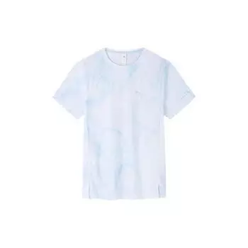 Anta Футболка Running Series с круглым вырезом и принтом по всей поверхности, дышащая, с коротким рукавом, реглан, женские топы, цвет «вода-облако-голубой» 162425108-1 M