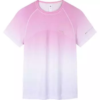 Anta Футболка Running Series с круглым вырезом и принтом по всей поверхности, удобная, универсальная, дышащая, с коротким рукавом, женская, топы Anna-Pink 162435114-3 M