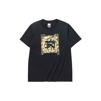 Anta Футболка с коротким рукавом и круглым вырезом с принтом в виде букв баскетбольной серии, мужская, черная 152131134-4 L