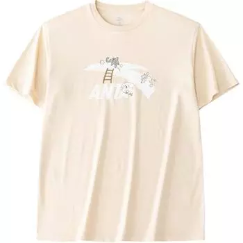 Anta Футболка с коротким рукавом и логотипом, свободная, с круглым вырезом, цвет шампанского 962428117-4 XS