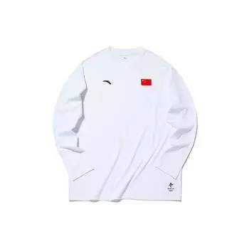 Anta Футболка свободного кроя с длинным рукавом и принтом логотипа, унисекс, белая 152130407-1 L