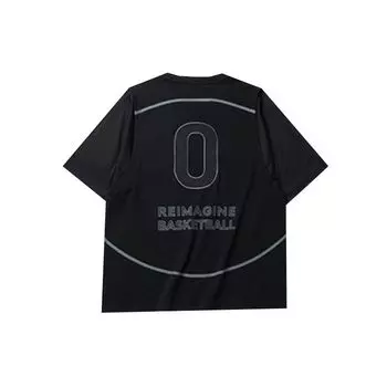 Anta Футболка унисекс с круглым вырезом и принтом, спортивная, прямая, черная 172141140R-2 L