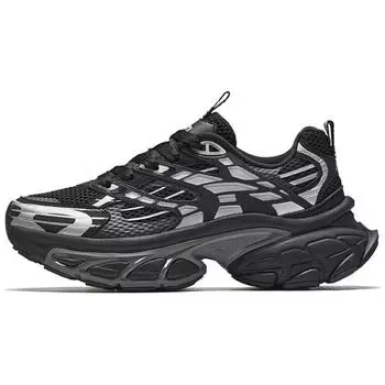 Anta Fuyou Comfortable Casual Shock Absorption Non-Slip Wrap Low-Top Dad Shoes Women sneaker Black Silver 122518899-2 36