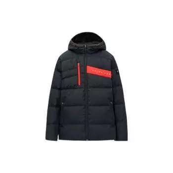 Anta FW22 Короткий пуховик с капюшоном и боковым принтом логотипа Мужская верхняя одежда Базовый черный 152247917-3