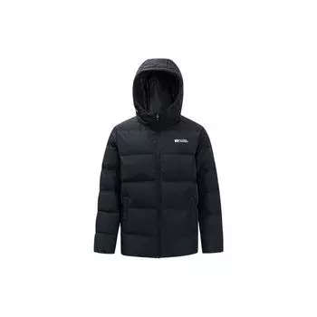 Anta FW22 однотонный пуховик на молнии с капюшоном и принтом логотипа, мужская верхняя одежда, черный 952247950-3
