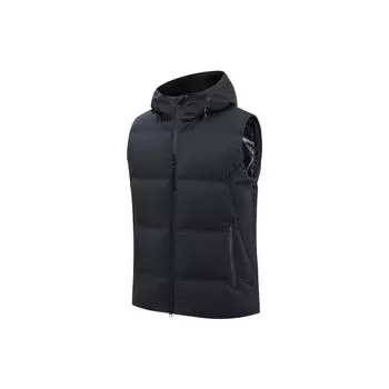Anta FW22 однотонный ветрозащитный теплый жилет на молнии с капюшоном для мужчин черный 152240906-3 M