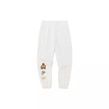 Anta FW22 Solid Color Label Print Logo Fleece Warm Cuffed Sports Pants Women bottoms Light-Cloud-White 162248314-4 XXL