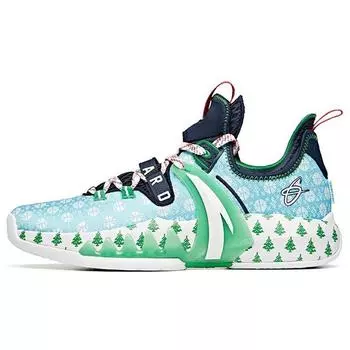 Anta Gh2 Рождественская амортизация нескользящие прочные низкие баскетбольные кроссовки мужские баскетбольные кроссовки зеленые синие белые 112111103-3 42