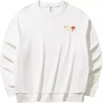 Anta Good Things Happen Comfortable Casual Simple Loose Round Neck Sweatshirt Women sweatshirt Ivory 962518701-1 XS