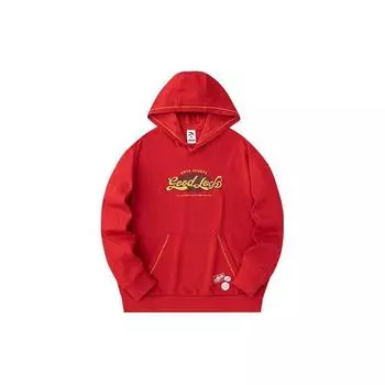 Anta Good Things Happen Letter Knit Hooded Loose Pullover Hooded Unisex Sweatshirt Deep-Red 952418721-2 M
