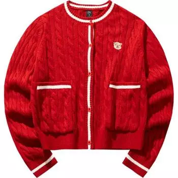 Anta Good Things Happen Loose Warm Comfortable Casual Simple Thick Long Sleeve Knit Sweater Women tops Maple-Leaf-Red 962518706-5 XS