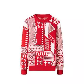 Anta Good Things Happen Series Casual Versatile Knit Top Unisex Tops Deep-Red Ivory-White 152518704-3 L