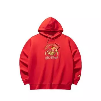 Anta Good Things Happen Series Letter Print Loose Warm Hoodie Men hoodies Deep-Red 152518725S-3 4XL