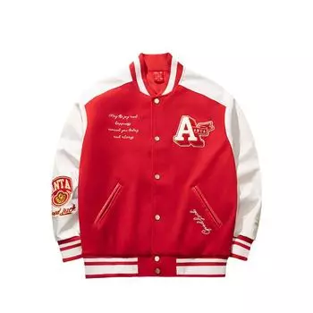 Anta Good Things Happen Series Letter Print Loose Fit Raglan Single-Breasted Long Sleeve Baseball Jacket Men jackets Deep-Red 152518701N-1 M