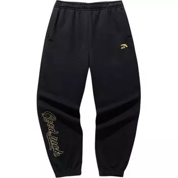 Anta Good Things Happen Series Loose Durable Letter Knitted Sports Pants Men Bottoms Basic-Black Gold 152518301S-3 M