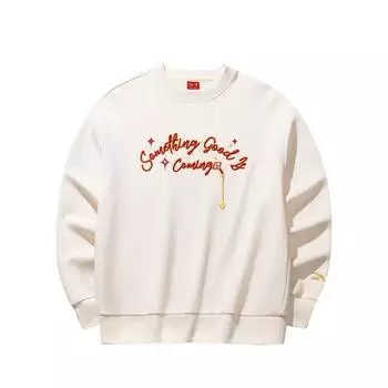 Anta Good Things Happen Series Round Neck Pullover Loose Embroidered Sweatshirt Women sweatshirt Corn-White 162518730-1 S