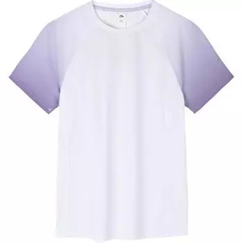 Anta Градиентный дышащий быстросохнущий круглый вырез короткий рукав футболка женские топы чисто-белый принт 162435101-1 S