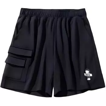 Anta Inner Child Collaboration Knitted Trendy Versatile Breathable Five-Point Cargo Shorts Women shorts Black 962428311-4 XS