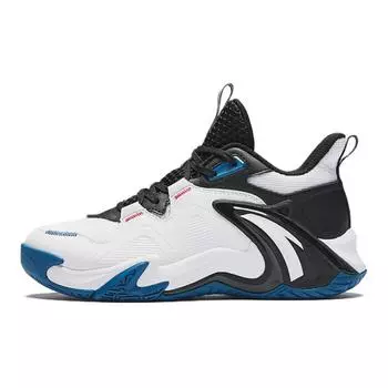 Anta Kids Air Space Comfortable Non-Slip Shock Absorbing Wear-Resistant Breathable Low-Top Basketball Shoes Kids Sneakers White Black A12431102-1 36