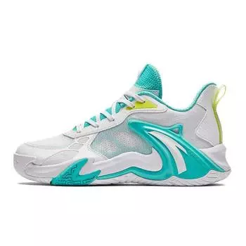 Anta Kids Air Space Comfortable Simple Shock Absorption Wear Resistant Low Top Basketball Shoes Kids Basketball Shoes White Green A312421105-4