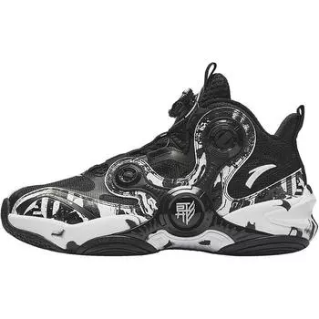 Anta Kids Asymmetric 4.0 Comfortable Versatile Non-Slip Durable Mid-Top Basketball Shoes Kids sneaker Black White 312431121-4 38