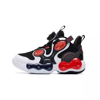 Anta Kids Asymmetrical 2.0 Non-Slip Shock Absorbing Wear-Resistant Low-Top Basketball Shoes Kids sneaker Black White Red 312239953-1 30