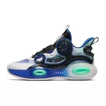 Anta Kids Asymmetrical 3.0 Shock Absorption Low Top Basketball Shoes Kids sneaker White Black Green 312421120-2 36