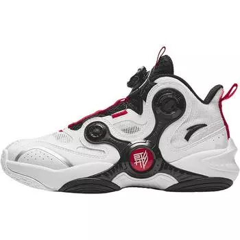 Anta Kids Asymmetrical 4.0 Comfortable Versatile Non-Slip Wear-Resistant Mid-Top Basketball Shoes Kids Basketball Shoes White Black 312431121-1 36