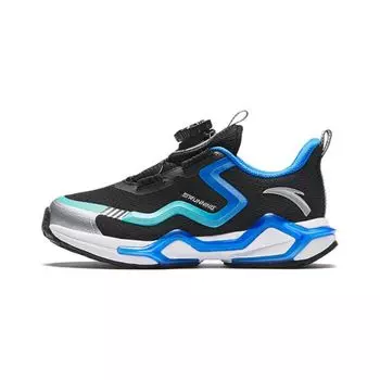 Anta Kids Bow Speed Durable Breathable Low Top Running Shoes Kids Sneakers Black Blue 312349905H-3 28