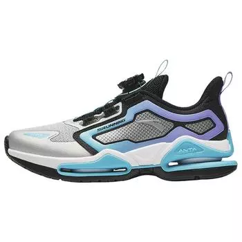 Anta Kids Breathable Mesh Trendy Versatile Durable Non-Slip Low-Top Running Shoes Kids sneaker Silver Black Lake-Blue A12435514-3 36