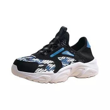 Anta Kids Casual Breathable Shock Absorbing Durable Low Top Running Shoes Kids Sneakers Black White Blue A312429917-3 28