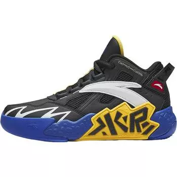 Anta Kids Cement Krypton Professional Basketball Shoes Kids Sneakers Black Blue Yellow A12441107-2 38