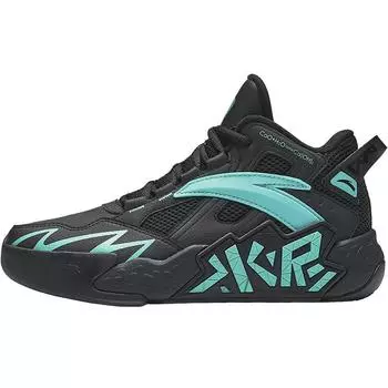 Anta Kids Cement Krypton Synthetic Leather Fabric Professional Basketball Shoes Kids Sneakers Black Green A12441107-5 37