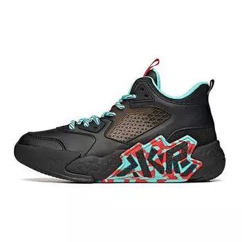 Anta Kids Cement Nemesis Non-Slip Shock Absorbing Wear-Resistant Breathable Mid-Top Basketball Shoes Kids sneaker Black Green 312041125-5 38