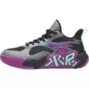 Anta Kids Cement Nemesis Professional Basketball Shoes Non-Slip Shock Absorbing Wear-Resistant Low-Top Kids Basketball Shoes Black Gray A12431101-2 38