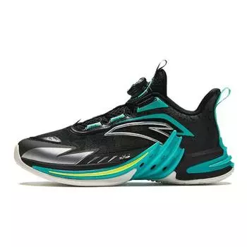 Anta Kids Comfortable Shock Absorbing Wear Resistant Mid Top Basketball Shoes Kids basketball shoes Black Green 312411111-4 37
