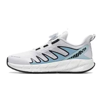 Anta Kids Comfortable Versatile Non-Slip Anti-Kick Shock Absorbing Wear-Resistant Casual Shoes Kids Casual Shoes White Gray Blue 312328802-9 35