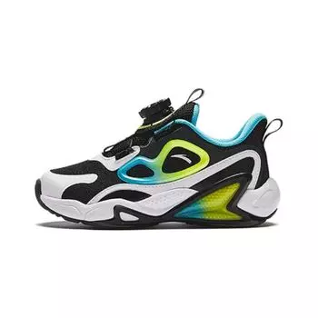 Anta Kids Fabric Round Head Knob Shock Absorbing Wear Resistant Low Top Casual Shoes Kids sneaker Black White Green 312419988-2 28